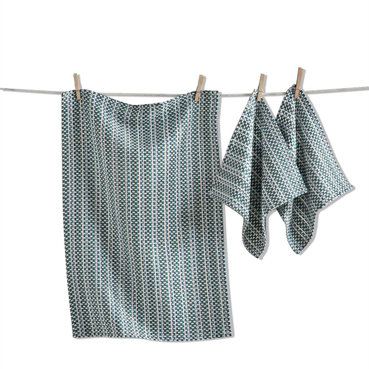 Variegated Dishtowel & Dishcloth Set Of 3 - Green