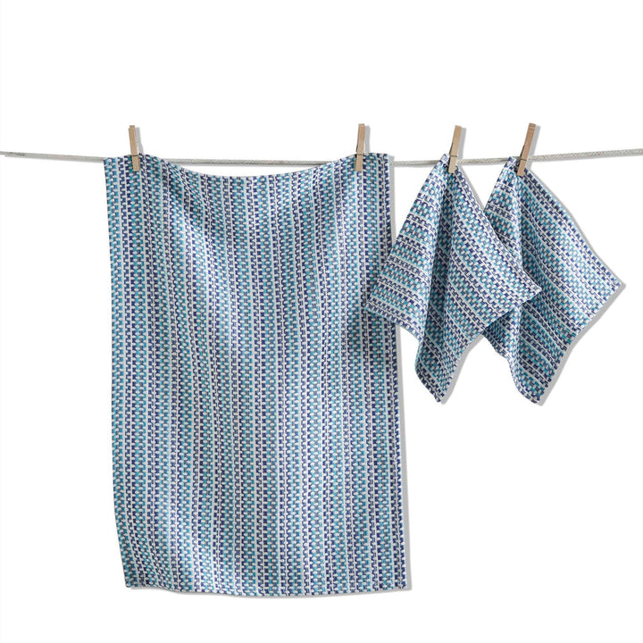 Variegated Dishtowel & Dishcloth Set Of 3 - 3 Colors Available