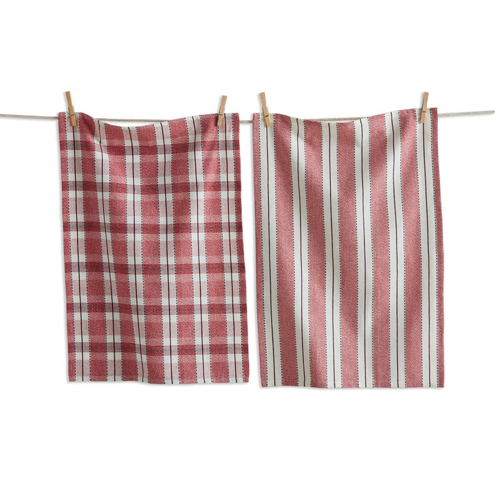 Stripe & Plaid Dishtowel Set Of 2, 2 colors available