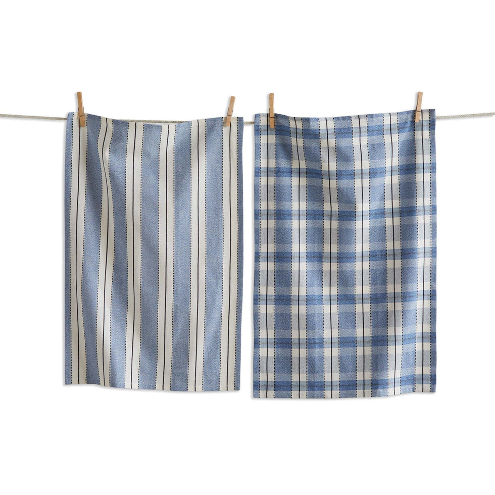 Stripe & Plaid Dishtowel Set Of 2, 2 colors available