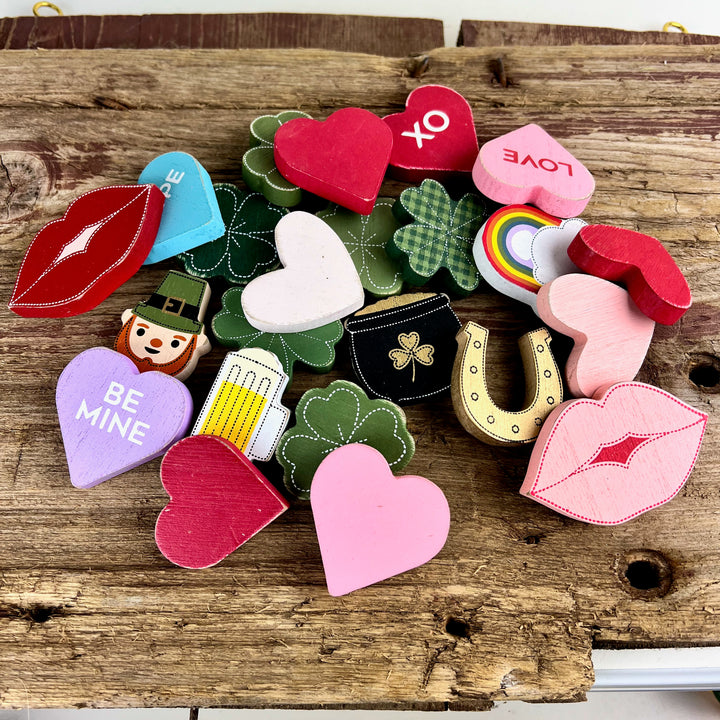 Valentine's Day and St. Patrick's Day Decorative Wooden Shapes