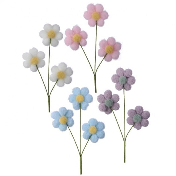 Felt Pom Pom Blossom Spray, 4 Colors