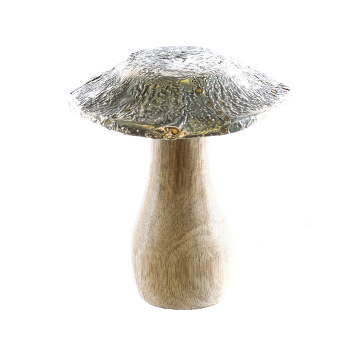 Wood and Metal Mushroom, Two Sizes Available