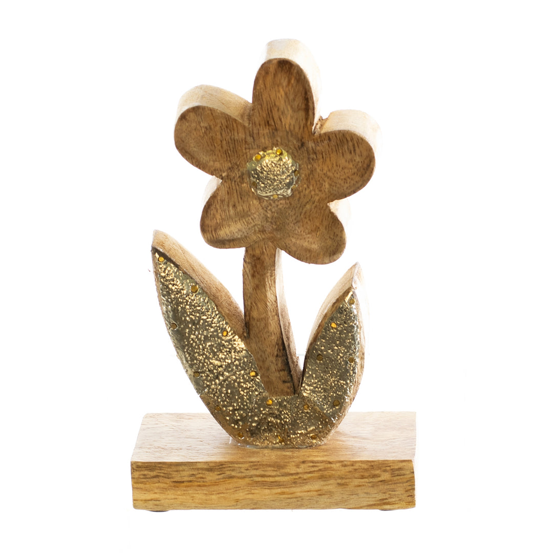 Carved Mango Wood Flower - 2 Sizes