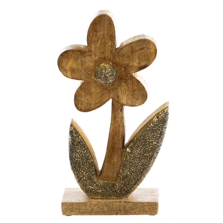 Carved Mango Wood Flower - 2 Sizes