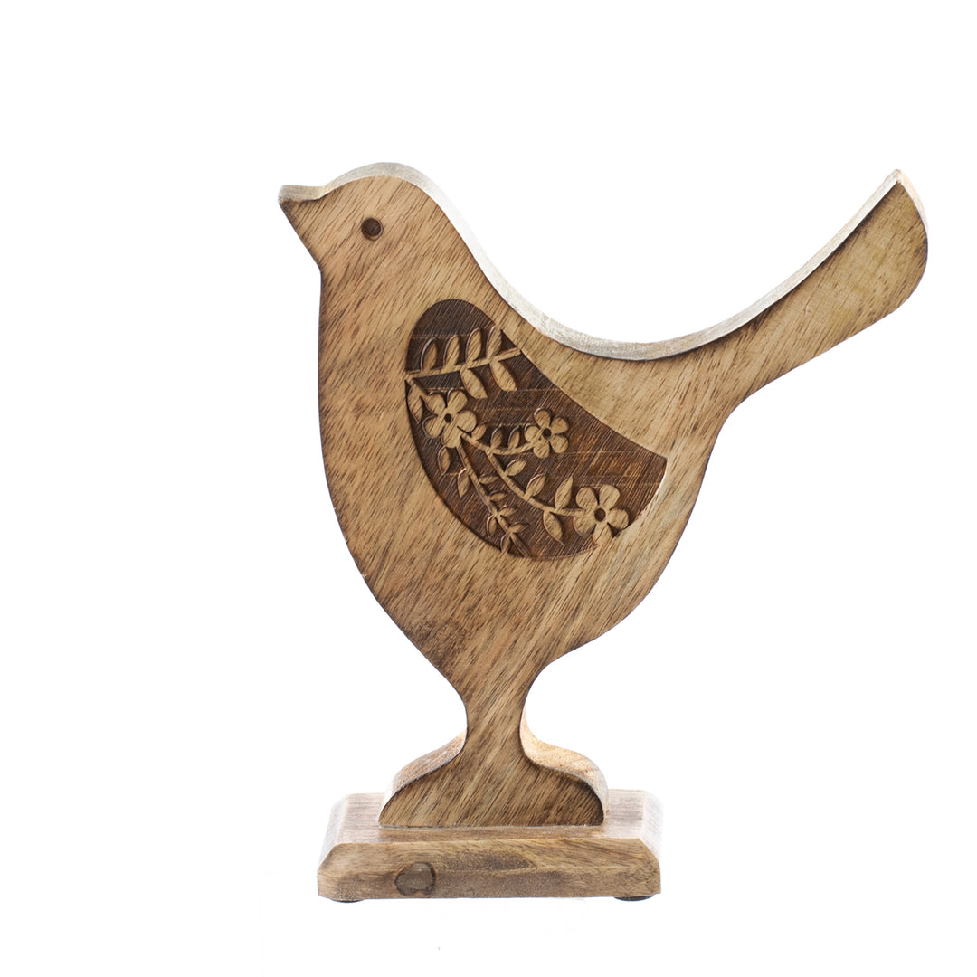 Mango Wood Carved Bird, Two Sizes