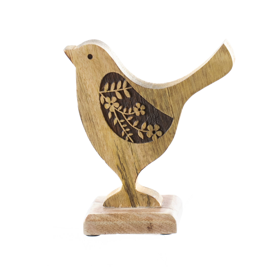 Mango Wood Carved Bird, Two Sizes