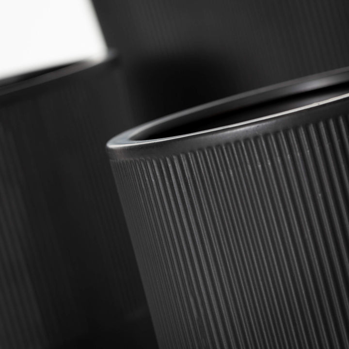 Textured Black Ceramic Planter