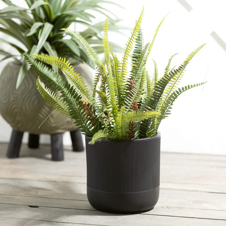 Textured Black Ceramic Planter