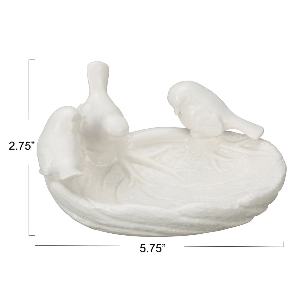 Ceramic Leaf Dish with Birds