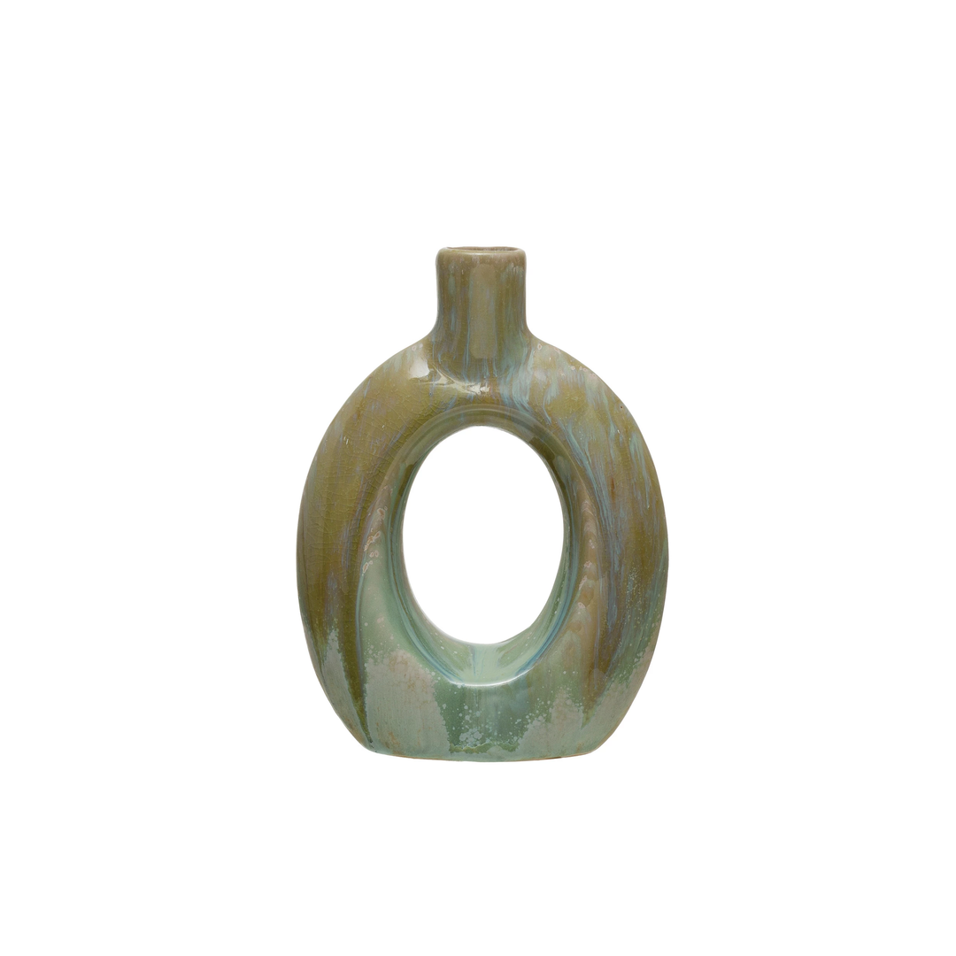 Stoneware CutOut Vase with Glaze, 2 Styles