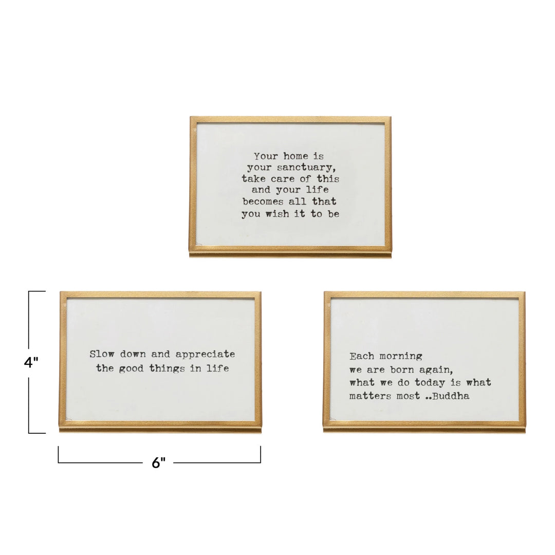 Frame with Easel and Saying, 3 Sayings