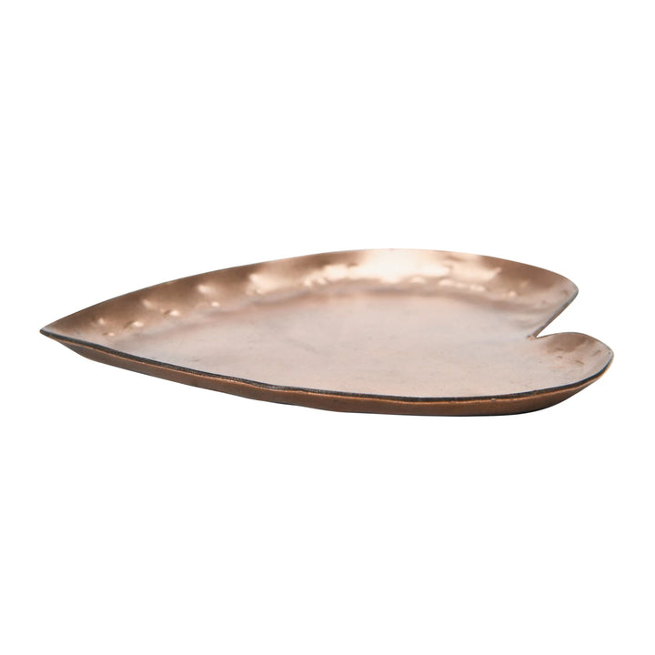 Decorative Pounded Metal Copper Plated Heart Dish