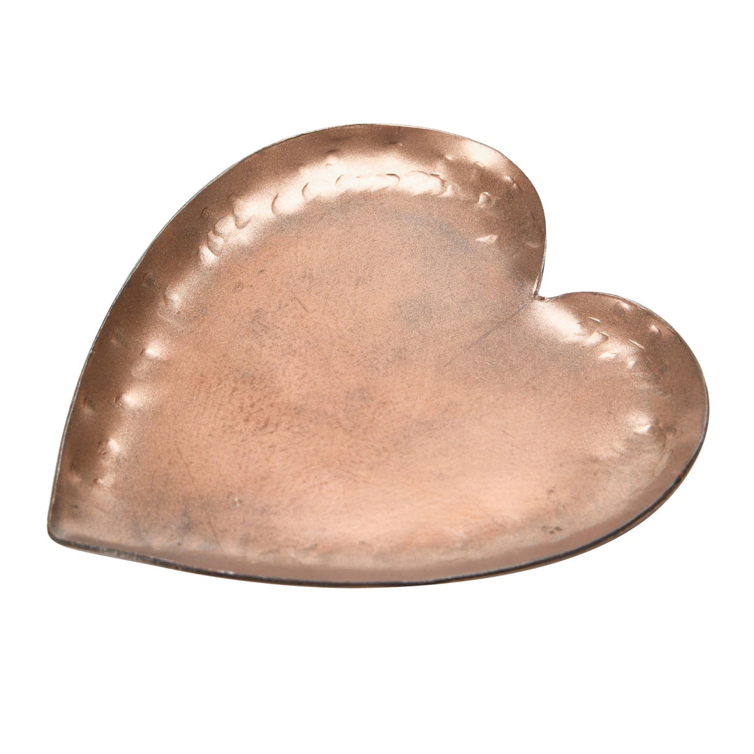 Decorative Pounded Metal Copper Plated Heart Dish