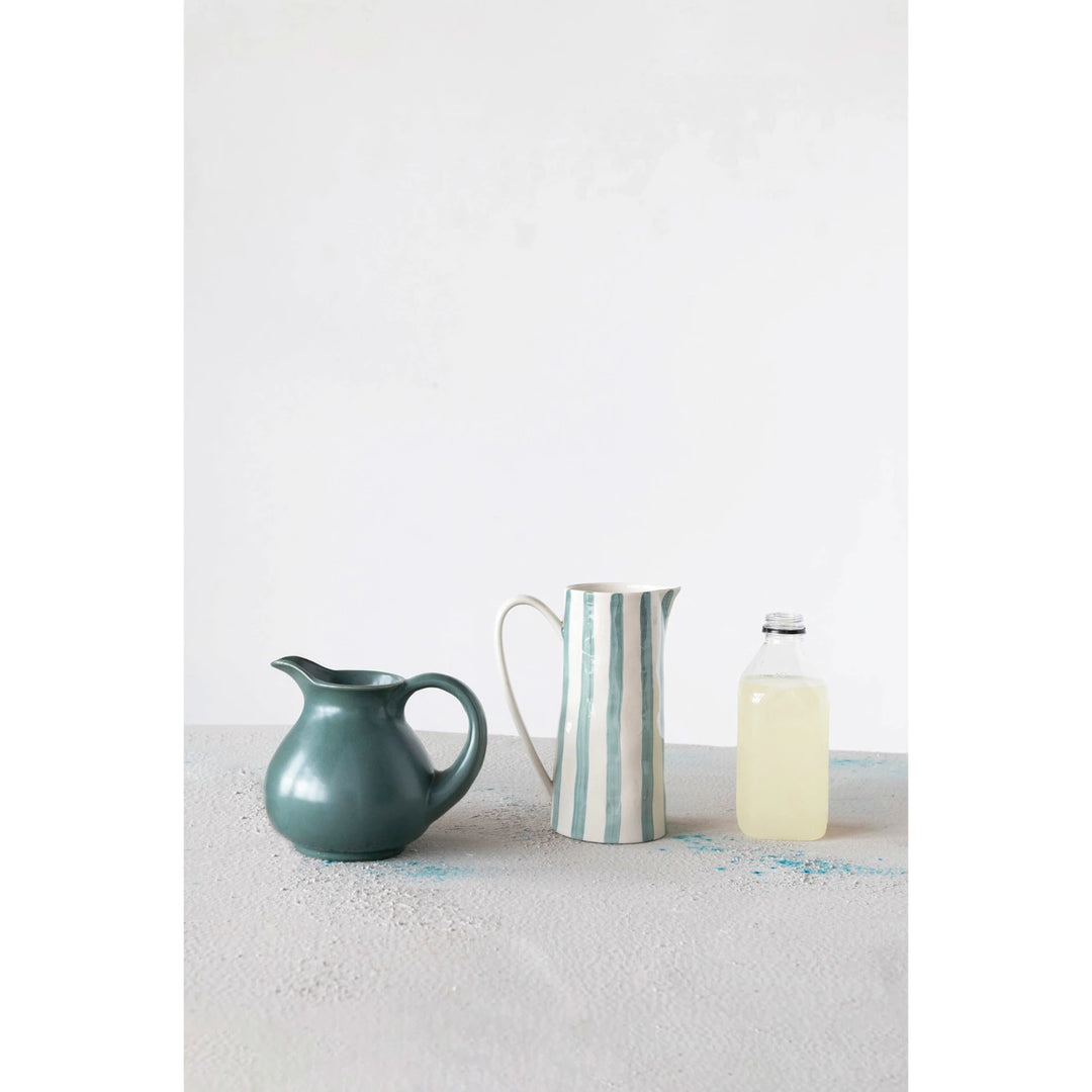 Deep Green Stoneware Pitcher