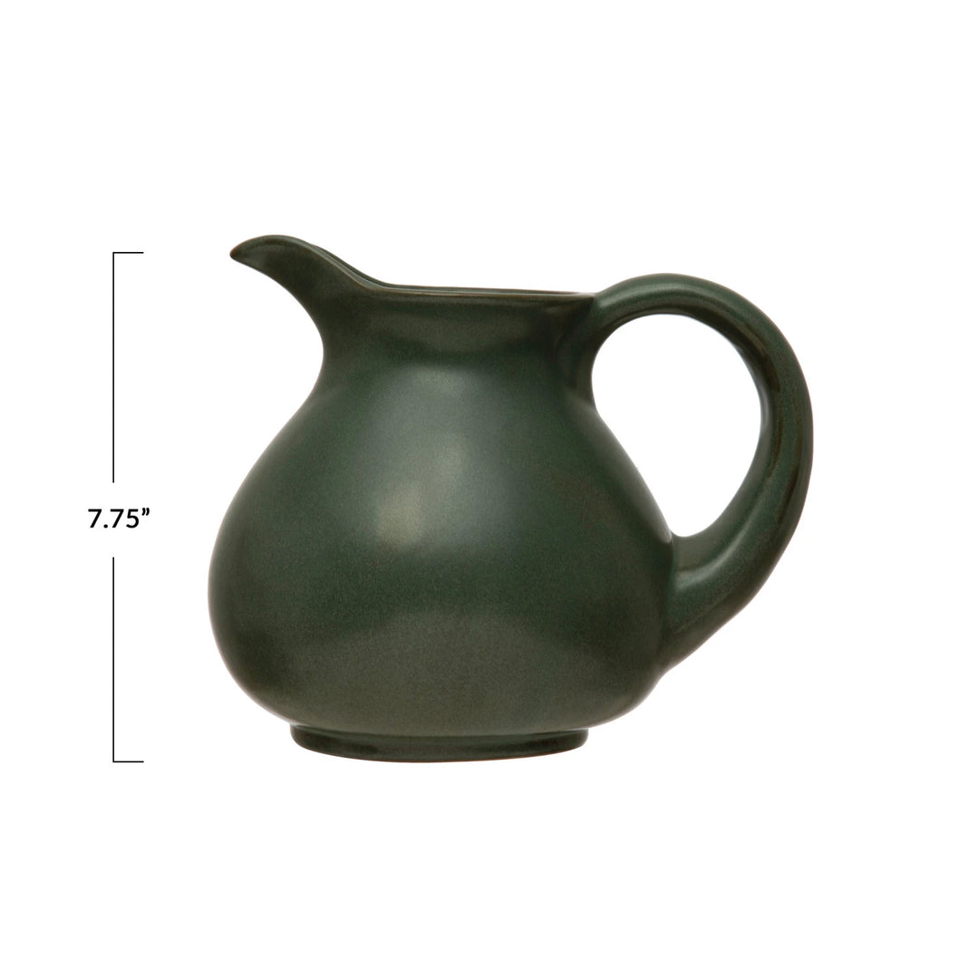 Deep Green Stoneware Pitcher