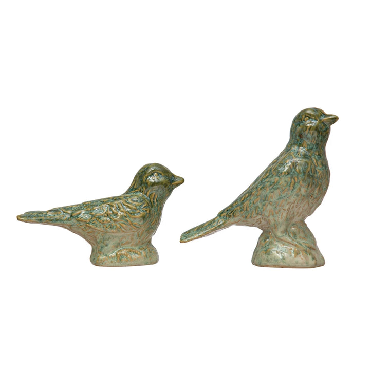 Blue/Green Ceramic Birds - Set of 2