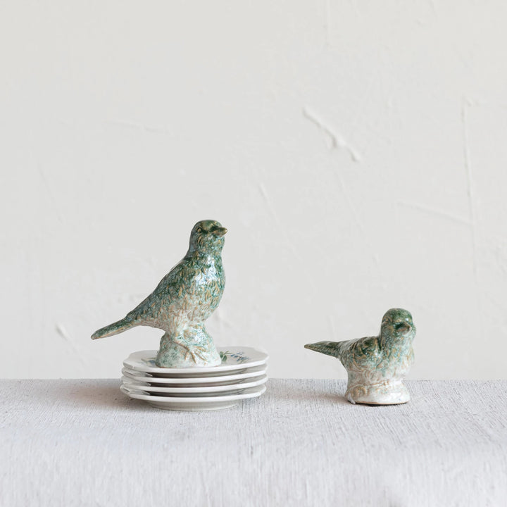 Blue/Green Ceramic Birds - Set of 2