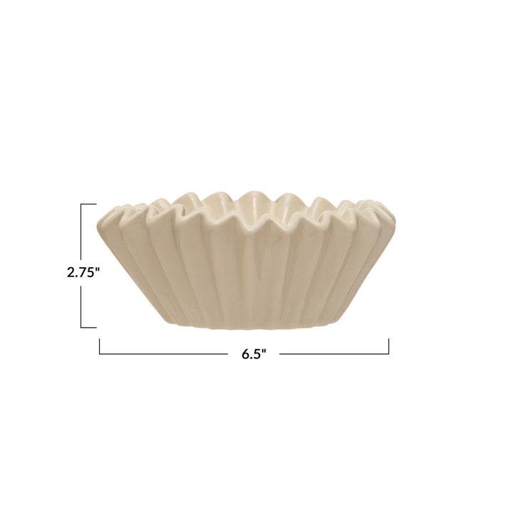 Stoneware Fluted Bowl, White