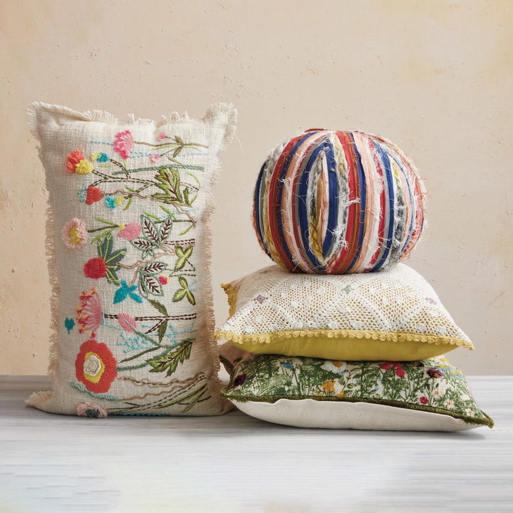 Cotton Flower Lumbar Pillow