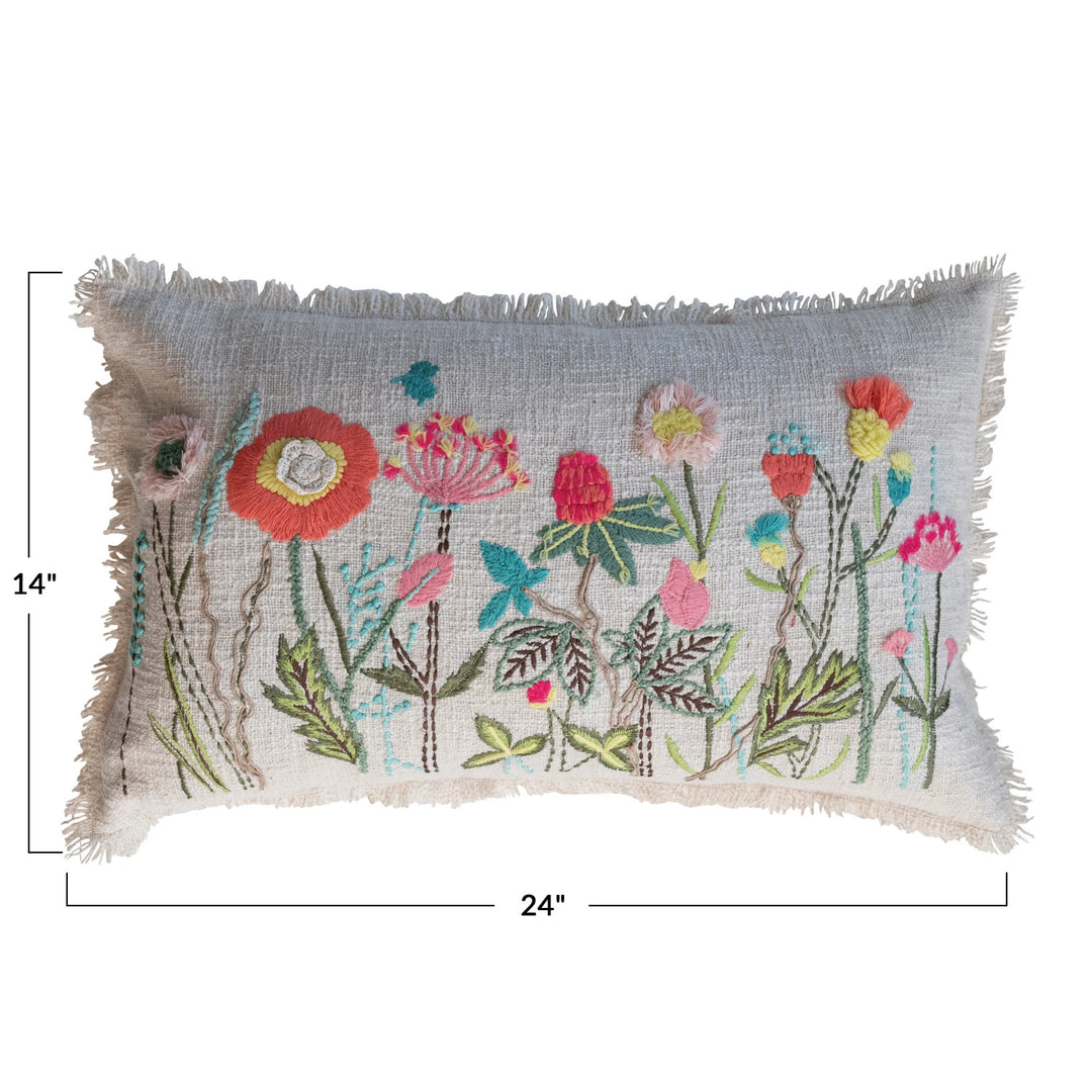 Cotton Flower Lumbar Pillow