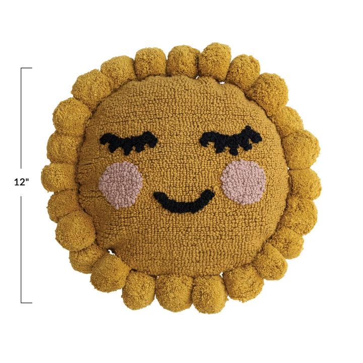 12" Round Tufted Sun Shaped Pillow