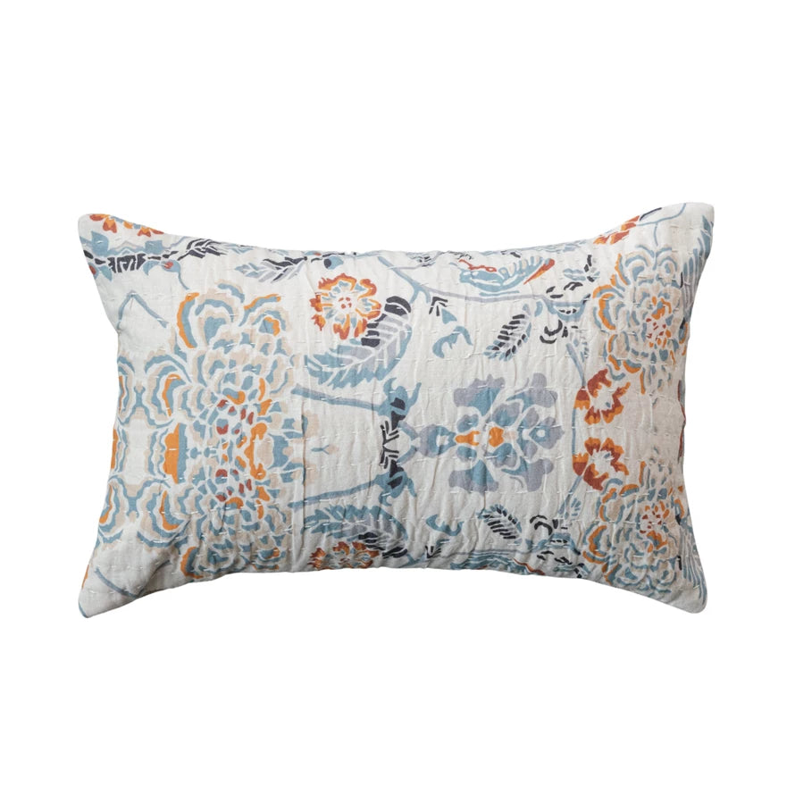 14"L x 9"H Cotton Voile Printed Lumbar Pillow