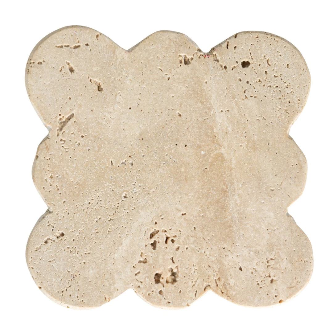 Travertine Coasters w/ Scalloped Edge, Set of 4