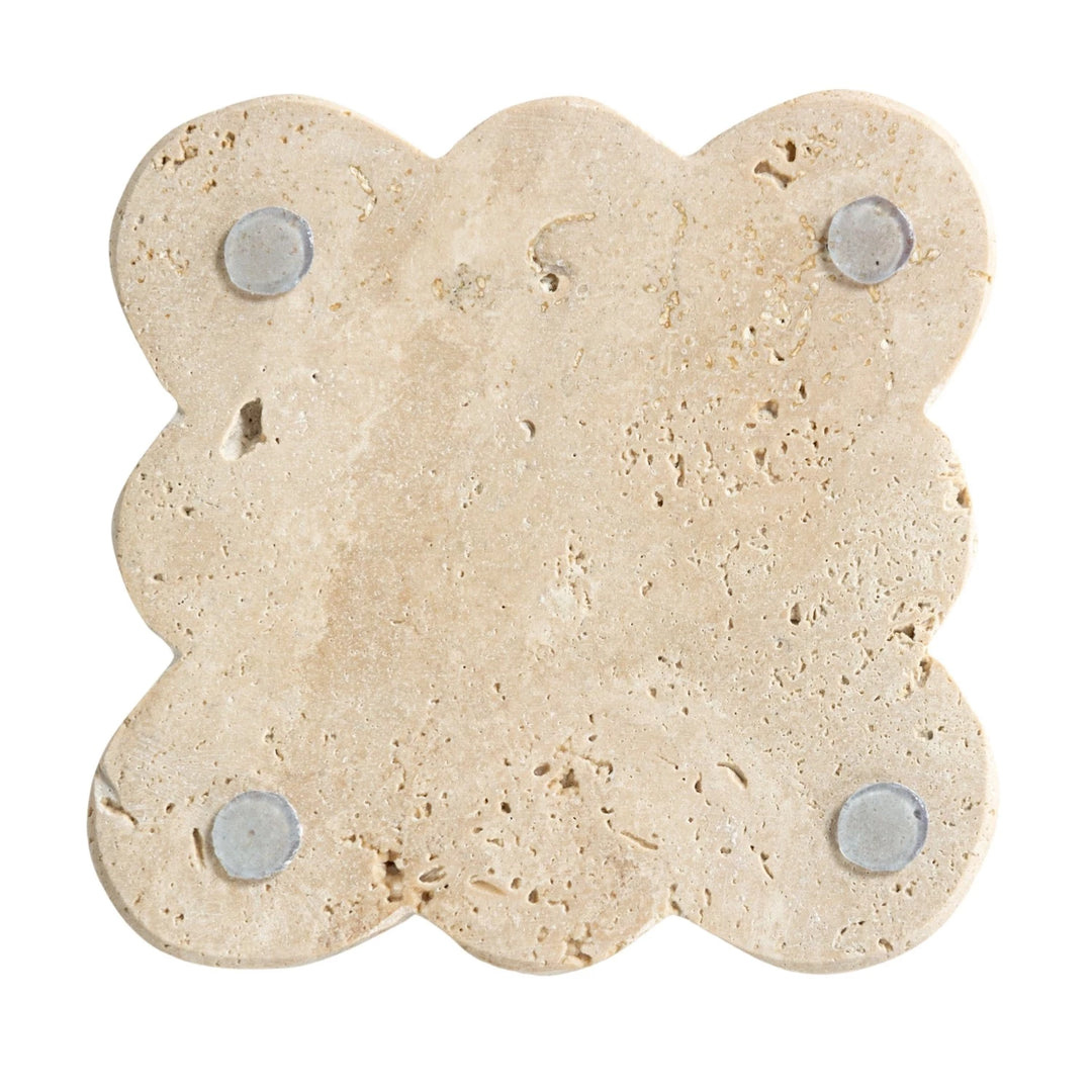 Travertine Coasters w/ Scalloped Edge, Set of 4