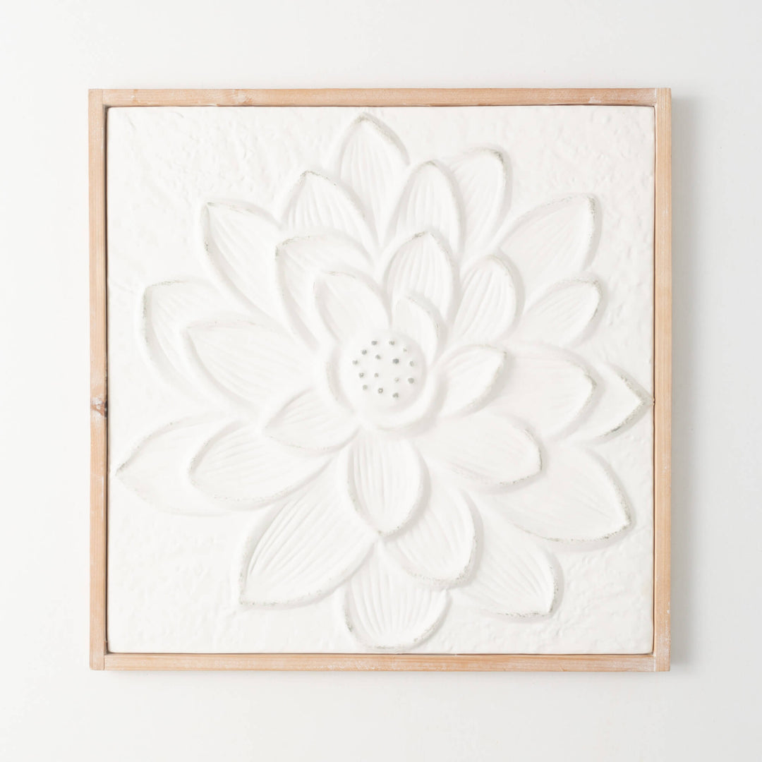 White Embossed Flower Wall Art