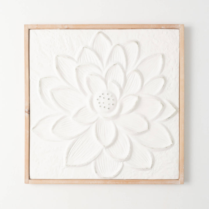 White Embossed Flower Wall Art