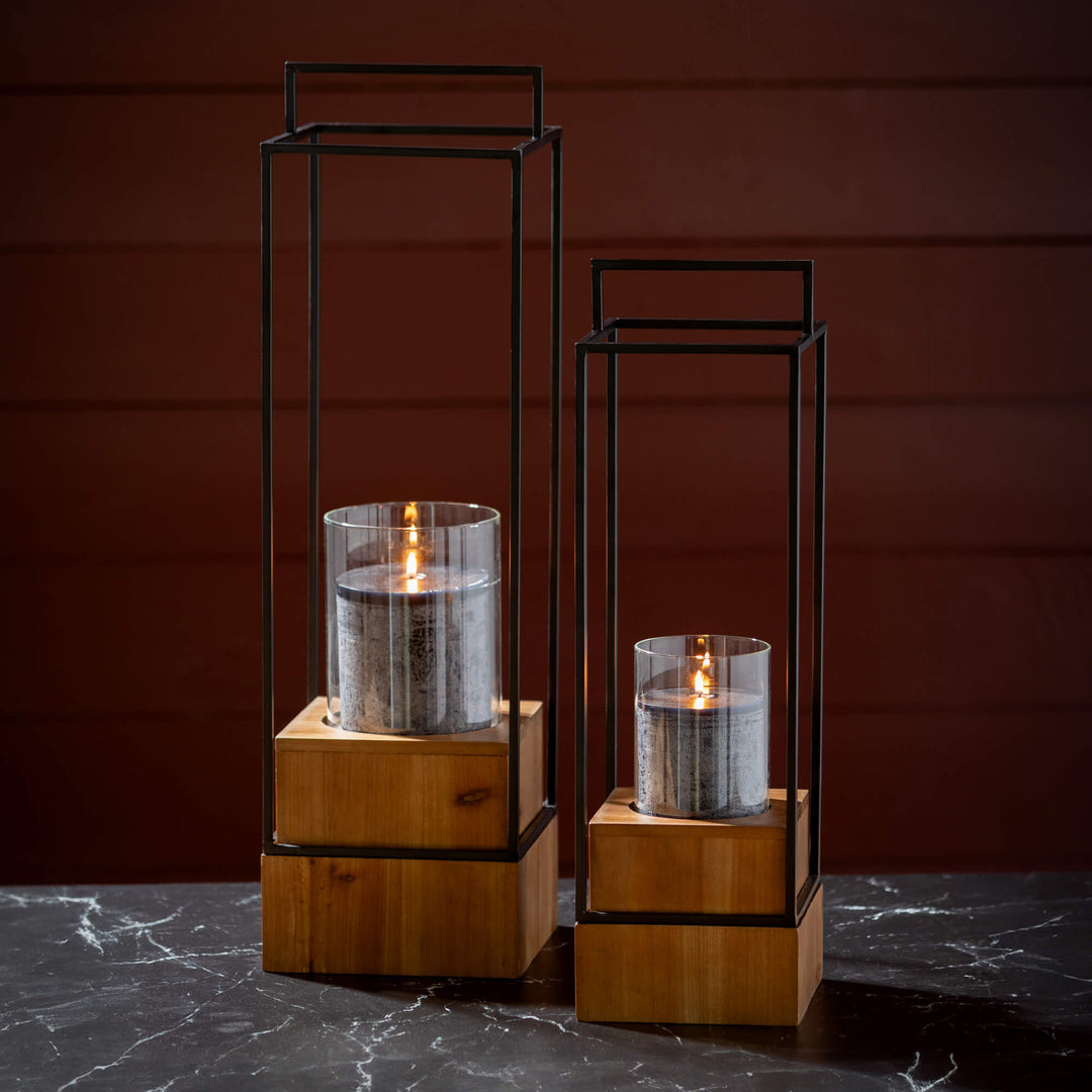 Square Hurricane Lantern, Set of 2