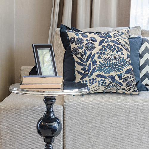 Navy Floral Pillow