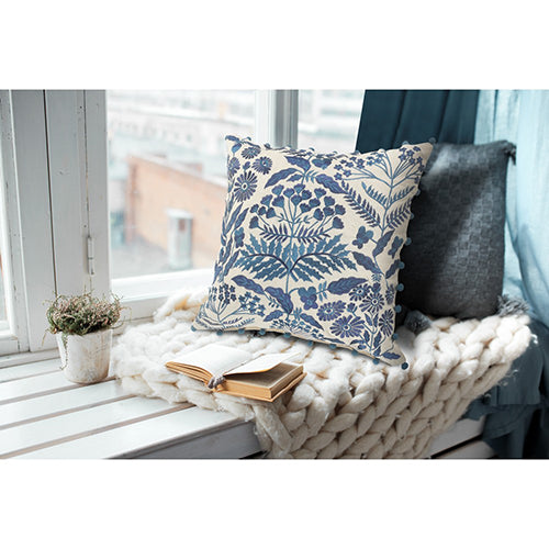 Navy Floral Pillow