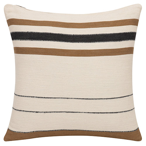 Cream and Brown Striped Pillow