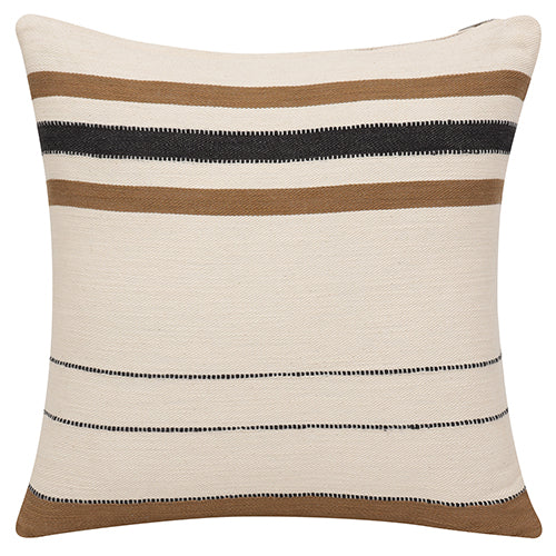 Cream and Brown Striped Pillow