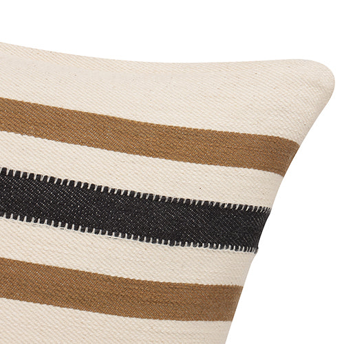 Cream and Brown Striped Pillow