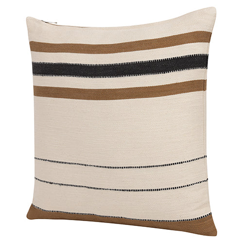 Cream and Brown Striped Pillow