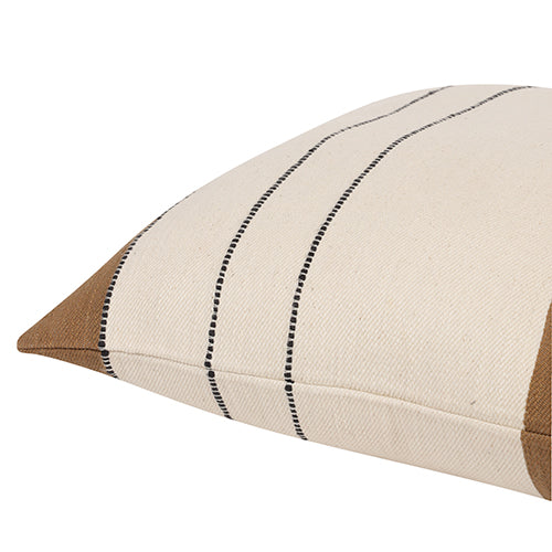 Cream and Brown Striped Pillow