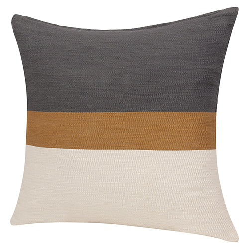 Grey, Brown and Cream Striped Pillow