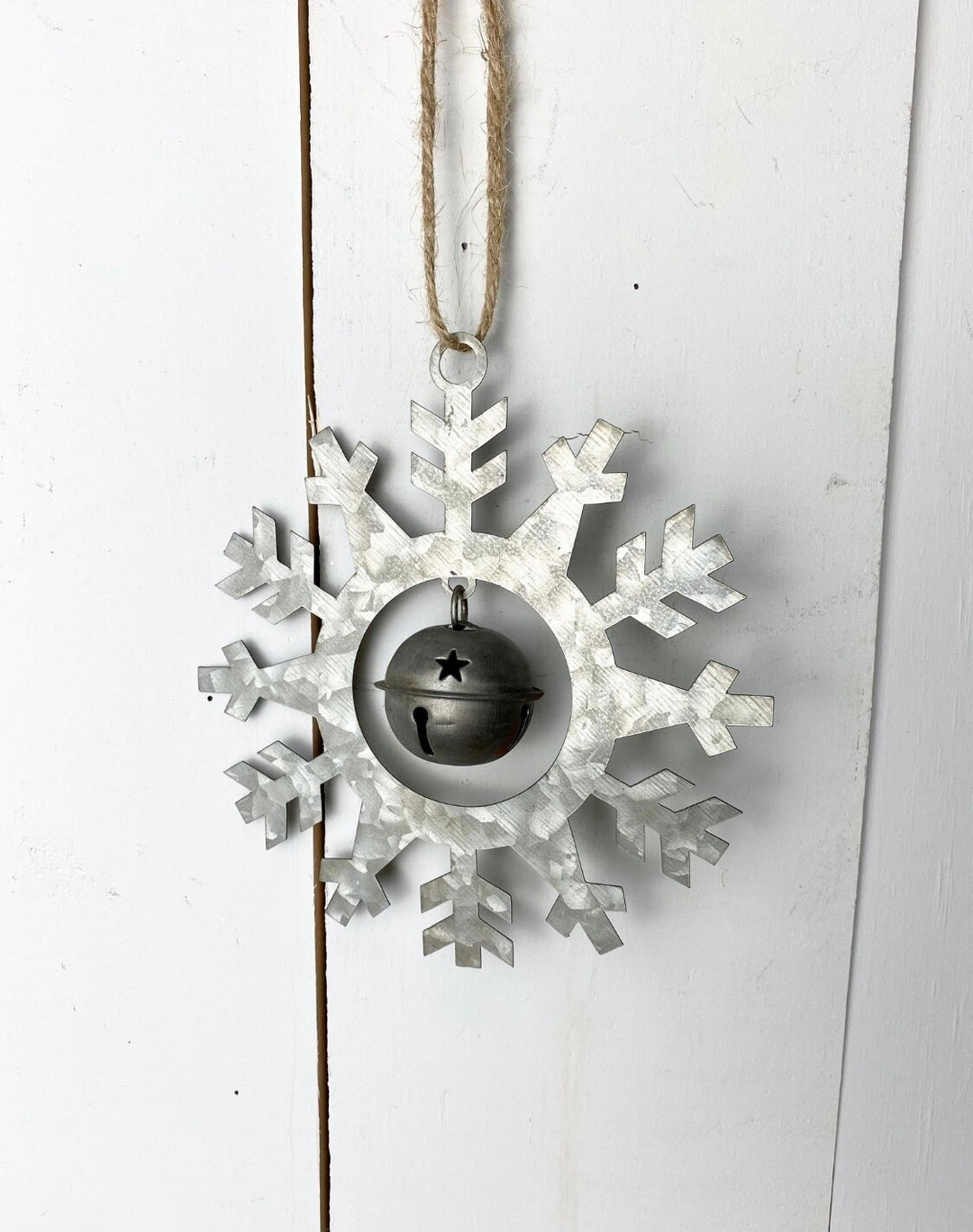 Metal Snowflake with Jingle Bell Ornament