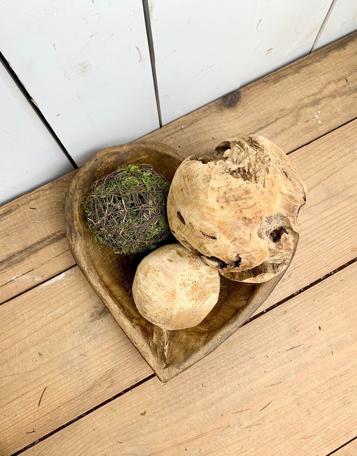 Large Wooden Heart Shaped Dough Bowls