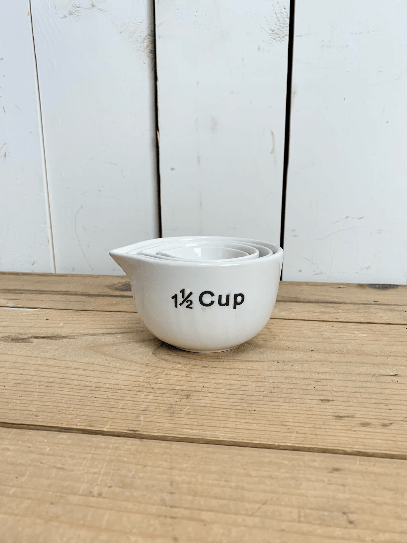 Stoneware Measuring Cups, White, 1-1/2, 1, 1/2 & 1/4 Cup, Set of 4