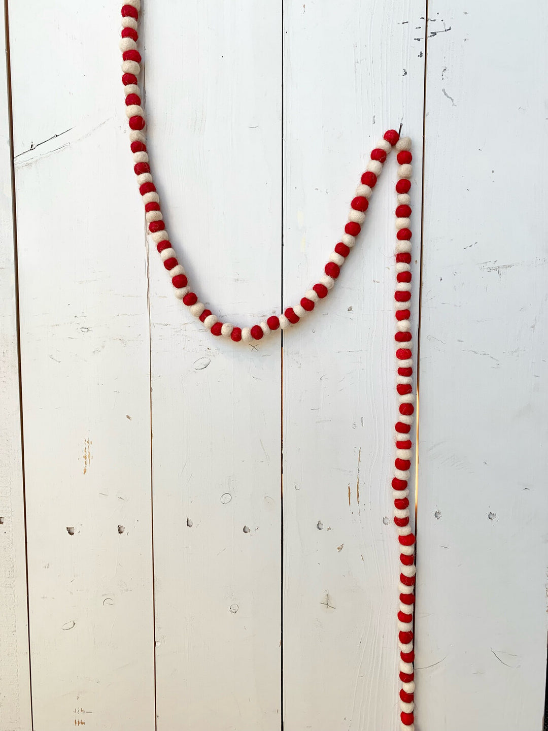 Red and White Wool Felt Bead Garland