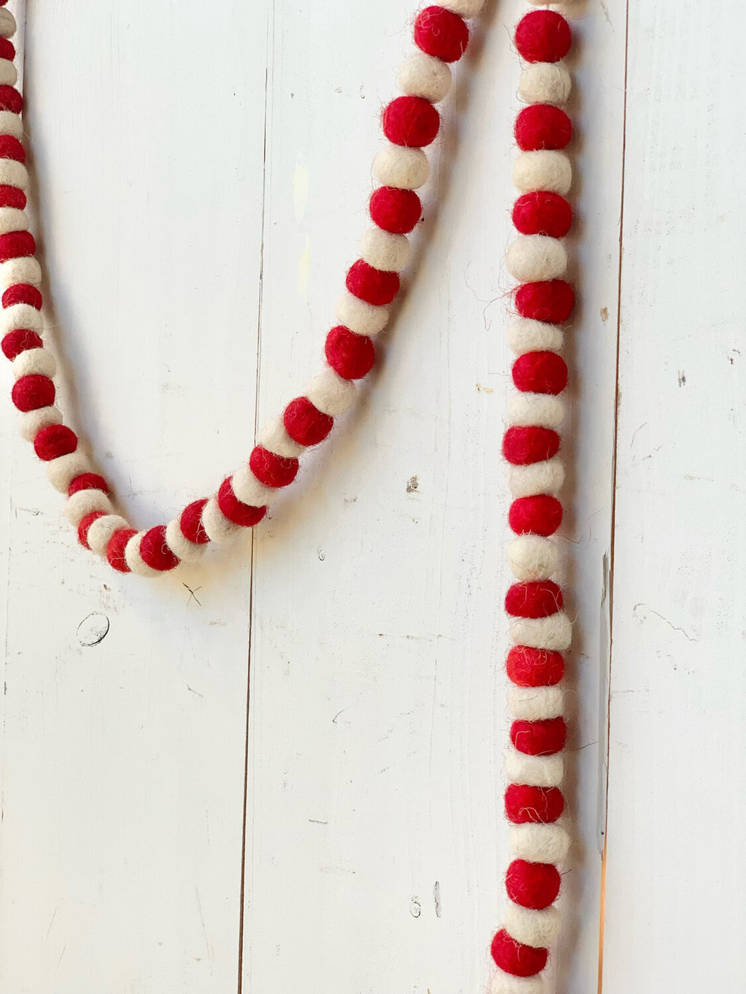 Red and White Wool Felt Bead Garland