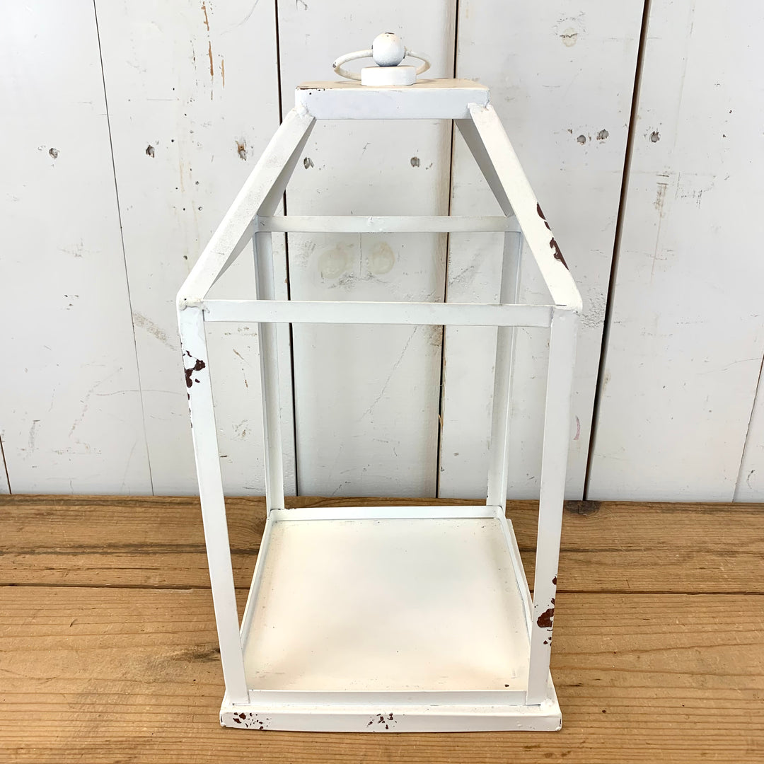 Distressed White Metal Lanterns