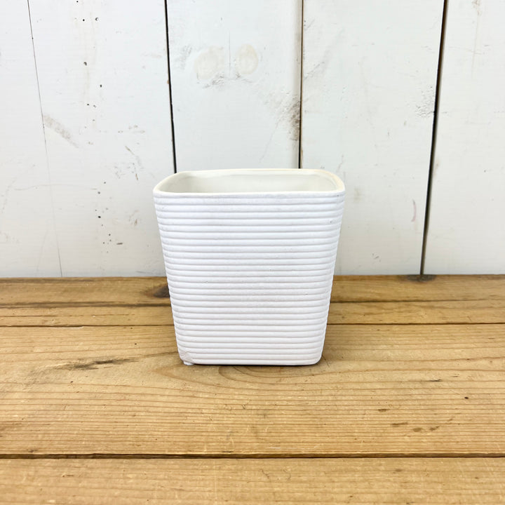 Ribbed White Square Planters