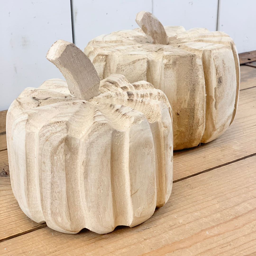 Carved Wood Pumpkins